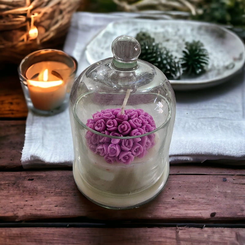 Lilac Rose Heart Bell Jar Soy Wax Candle | Verified Sustainable Candles & Fragrances on Brown Living™