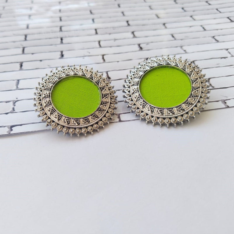 Buy Lime Green and Silver Small Studs Earrings for Women | Shop Verified Sustainable Womens earrings on Brown Living™