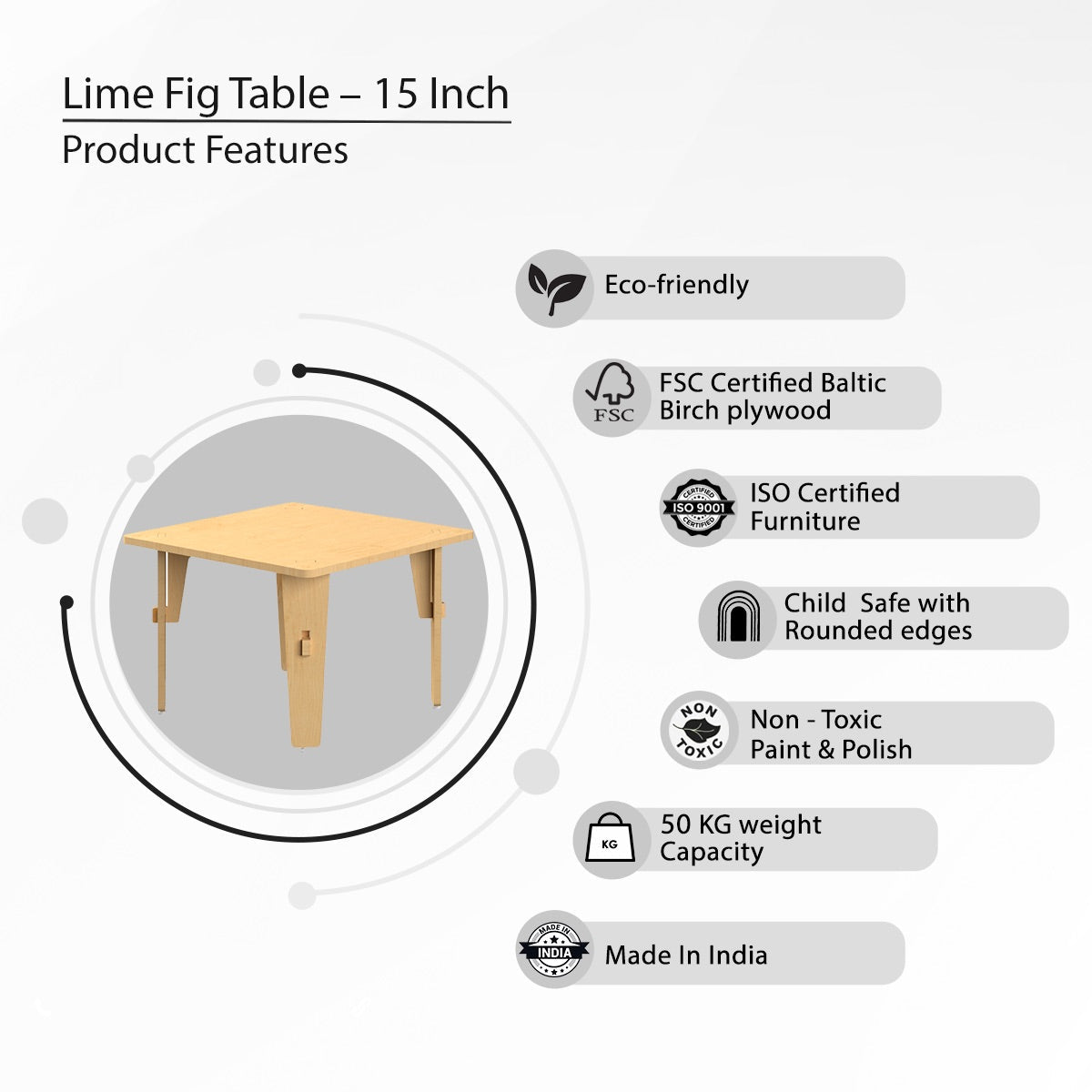 Lime Fig Wooden Table - 15 inches | Verified Sustainable by Brown Living™