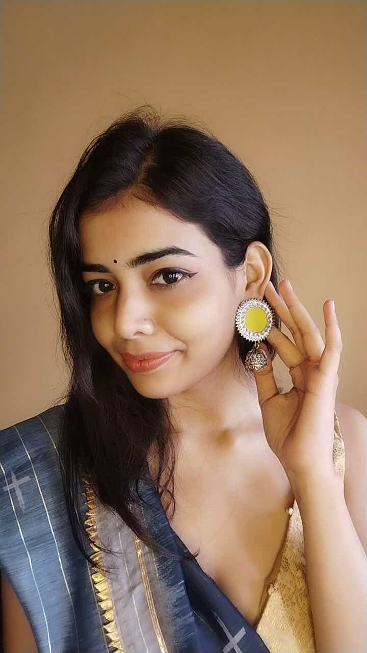 Lime Green with Silver Ring and Jhumka Earrings | Verified Sustainable Womens earrings on Brown Living™