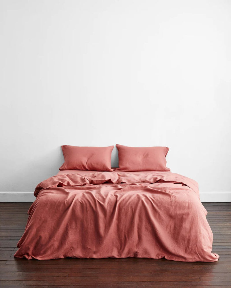 Buy Linen Bedding Duvet Cover | 3 Pc Set | Dusty Pink | Shop Verified Sustainable Products on Brown Living