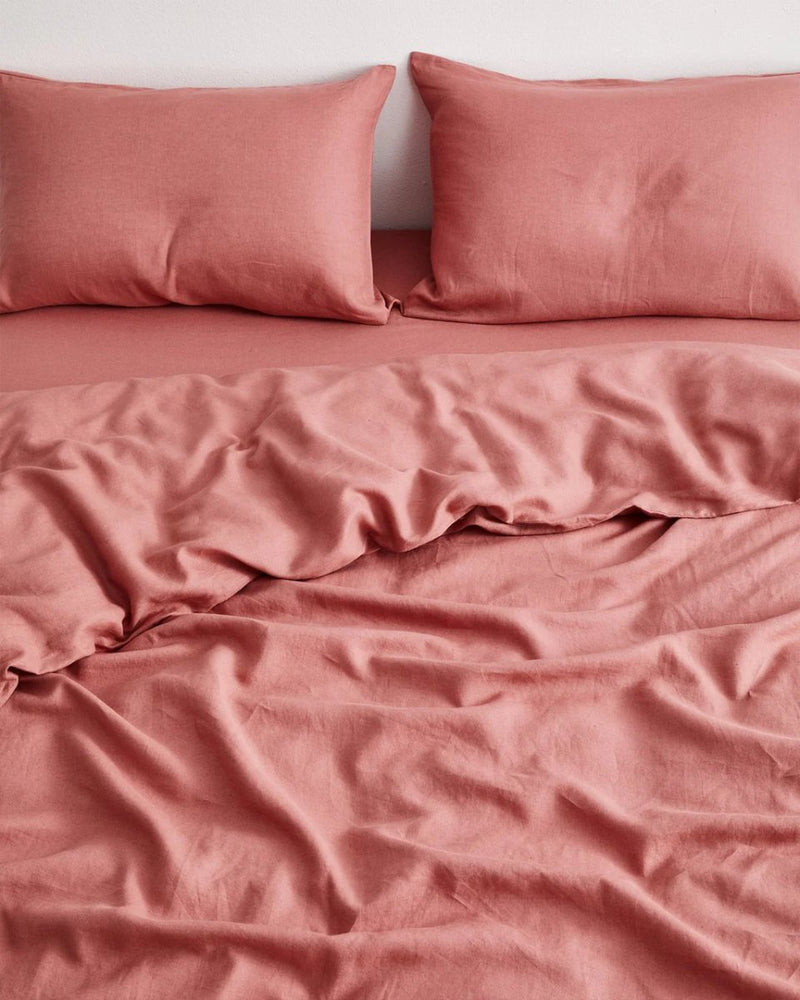 Buy Linen Bedding Duvet Cover | 3 Pc Set | Dusty Pink | Shop Verified Sustainable Products on Brown Living