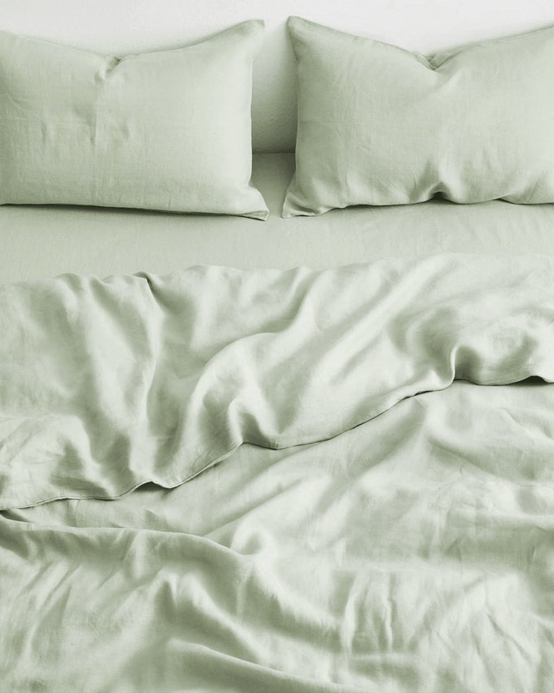 Buy Linen Bedding Duvet Cover | 3 Pc Set | Sage Green | Shop Verified Sustainable Bedding on Brown Living™