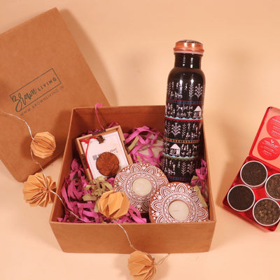 Lit Festive Essentials Gift Hamper - Diwali – Gift Giving on Brown Living™. SKU: lit - festive - D. Img 1.