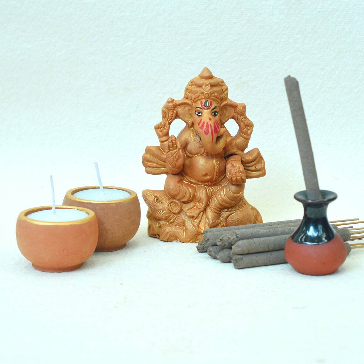 Little Ganesh Gift Pack 4 (Combo Pack Puja Idol Kit) | Verified Sustainable by Brown Living™