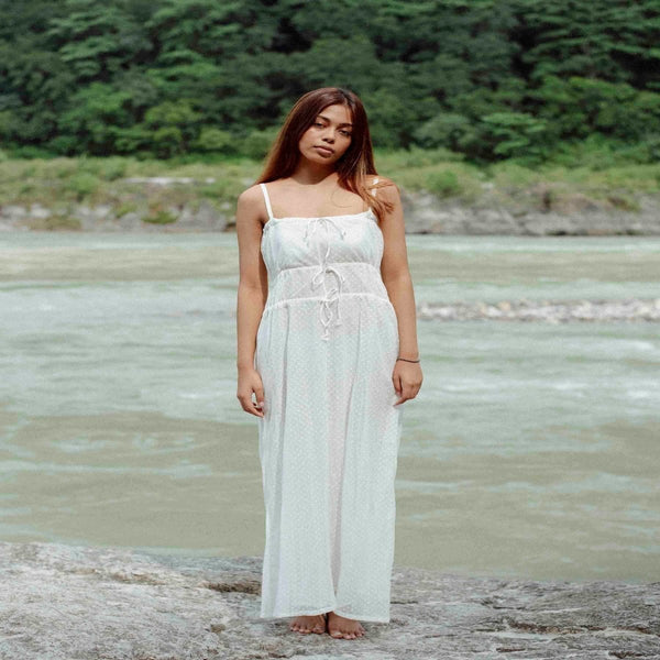 Buy Long Pull-String Lace Dress Belize | Shop Verified Sustainable Womens Dress on Brown Living™
