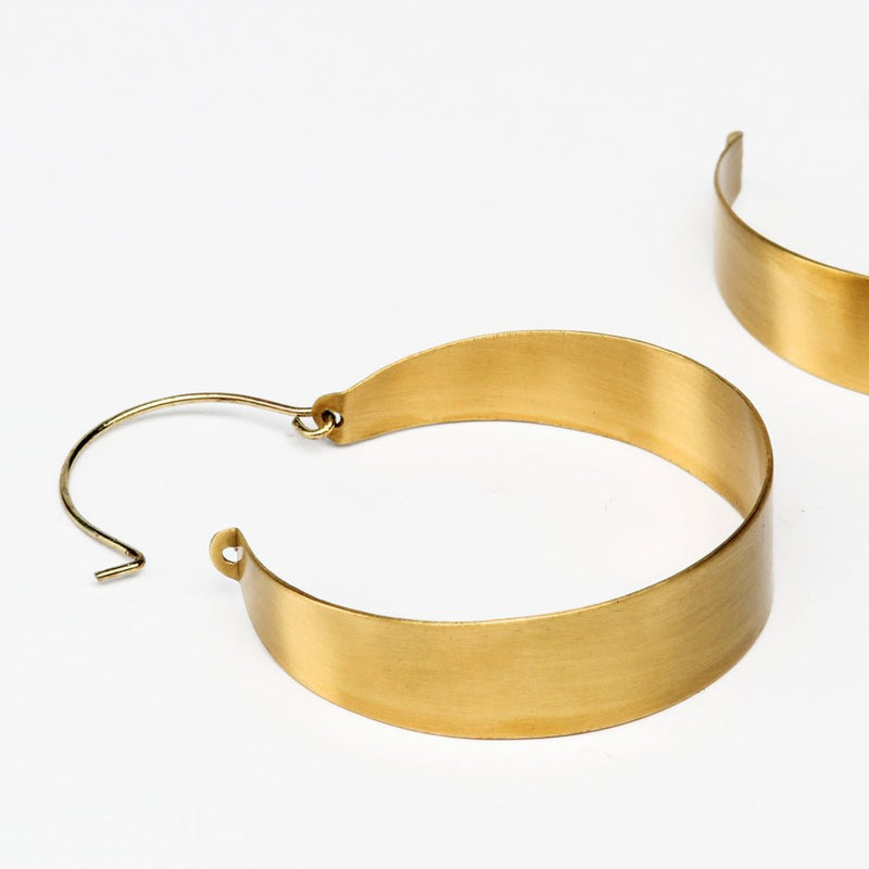 Buy Loop Shaped Handcrafted Brass Textured Earring | Shop Verified Sustainable Products on Brown Living