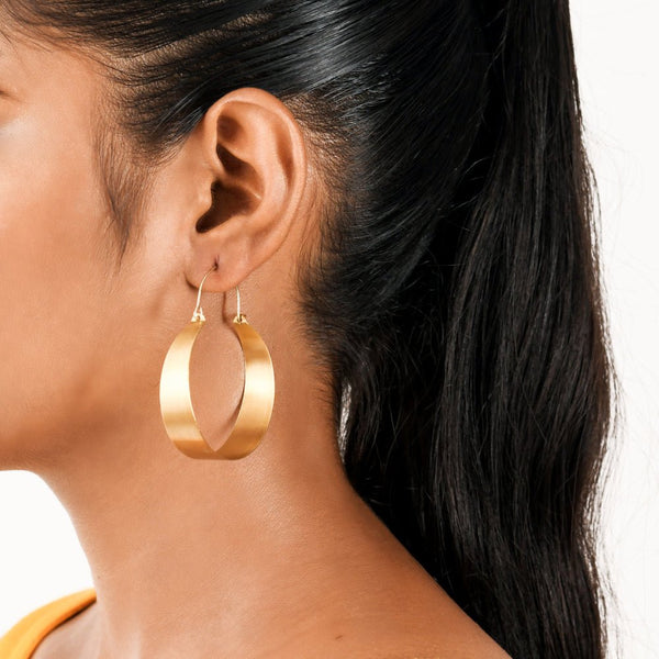 Buy Loop Shaped Handcrafted Brass Textured Earring | Shop Verified Sustainable Womens earrings on Brown Living™