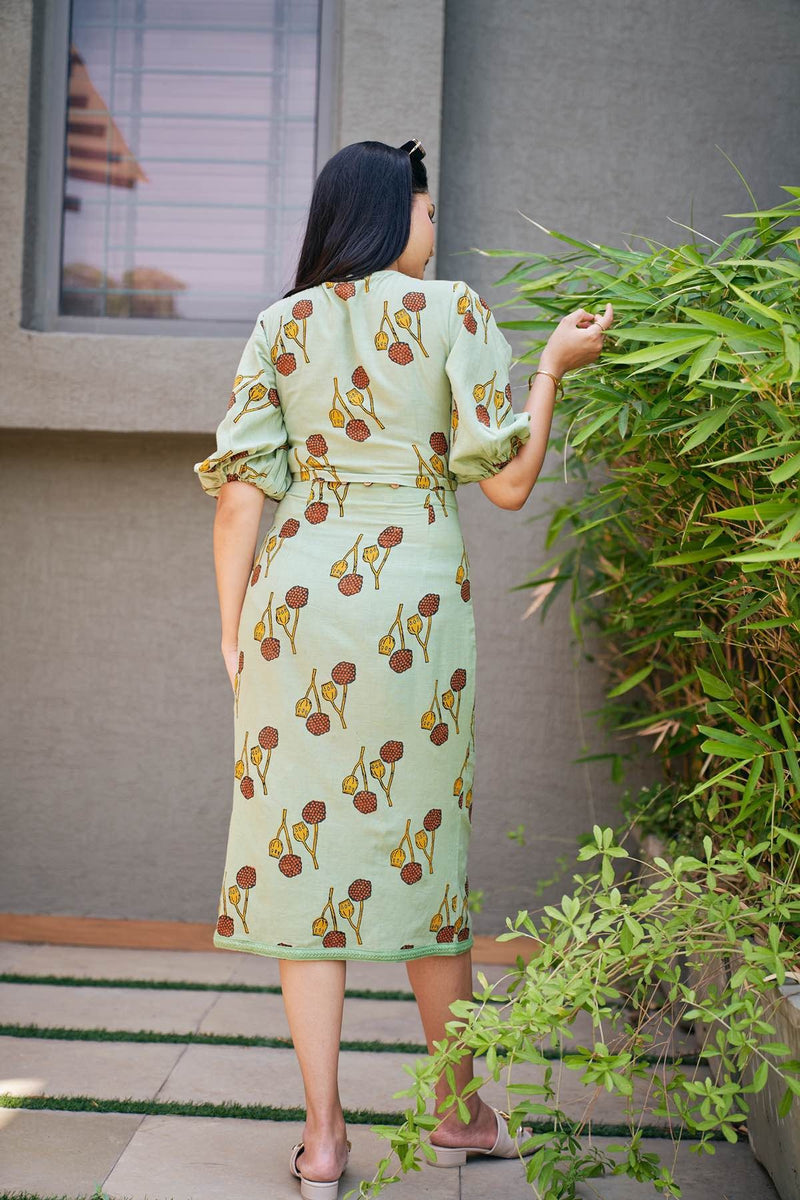 Lotus Stem- High Waist Handloom Cotton Skirt | Verified Sustainable Womens Skirt on Brown Living™