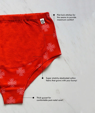 Love Knot Biowashed Organic Cotton Maternity Brief – Womens Underwear on Brown Living™. SKU: 005/BA/TMTRED/AOP_24BL10625. Img 5.