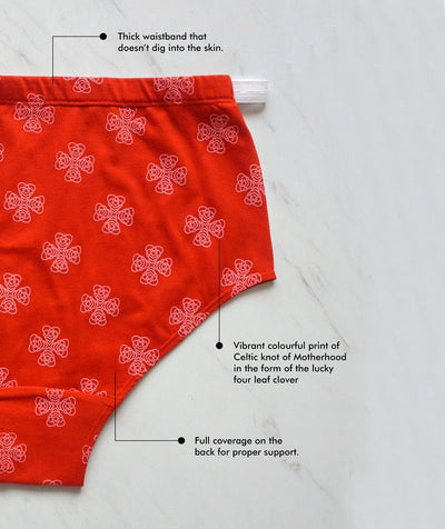 Love Knot Biowashed Organic Cotton Maternity Brief – Womens Underwear on Brown Living™. SKU: 005/BA/TMTRED/AOP_24BL10625. Img 6.