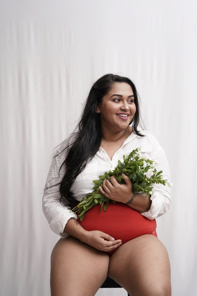 Love Knot Biowashed Organic Cotton Maternity Brief – Womens Underwear on Brown Living™. SKU: 005/BA/TMTRED/AOP_24BL10625. Img 3.