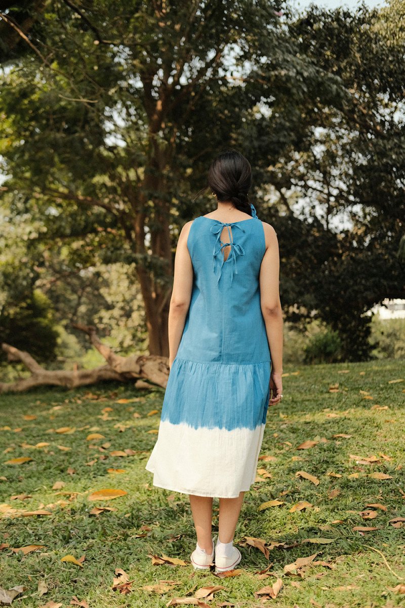 Buy Lush Indigo Dress | Relaxed fit Khadi Dress | Shop Verified Sustainable Womens Dress on Brown Living™