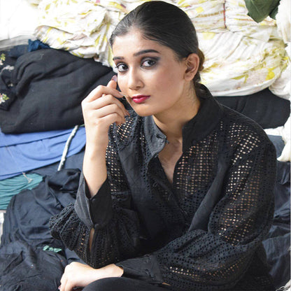 Luxury From Waste Eyelet And Satin Top – Womens Top by Sonica Sarna available on Brown Living™. XS . SKU: 274 - 14254 - SSD - 161. Img 4.