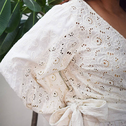 Luxury From Waste Eyelet Wrap Top – Womens Top by Sonica Sarna available on Brown Living™. XS . SKU: 274 - 14274 - SSD - 173. Img 3.
