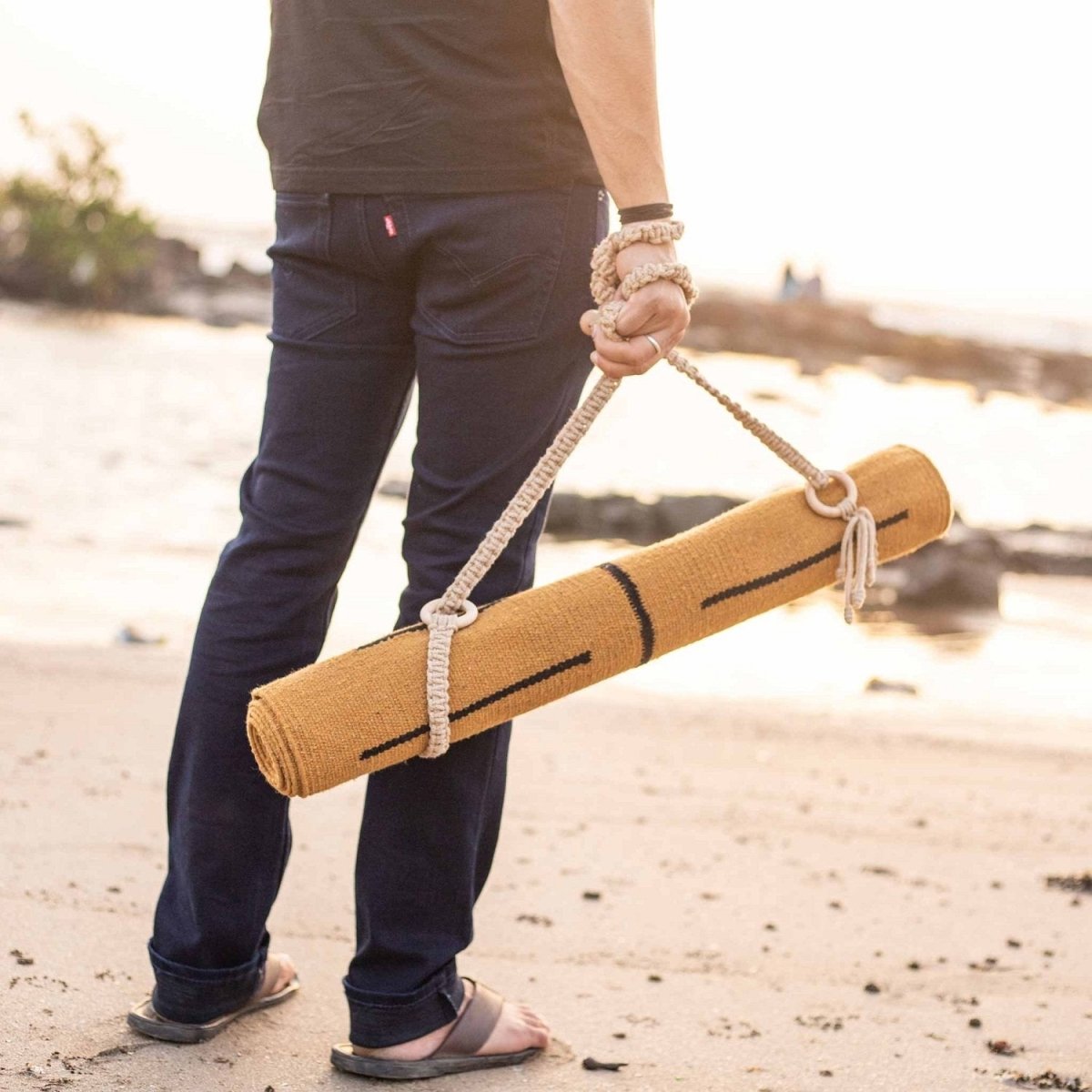 Macrame Mat Carrier Straps 100% Cotton Blissful Beige | Verified Sustainable by Brown Living™