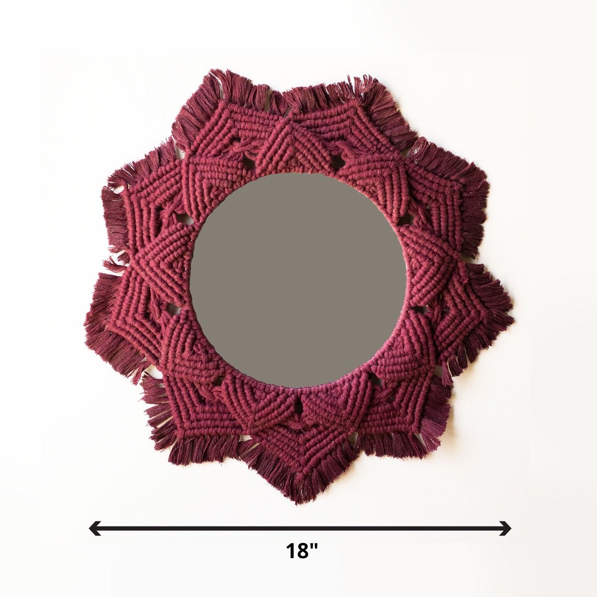 Macrame Mirror - Maroon Color | Verified Sustainable by Brown Living™