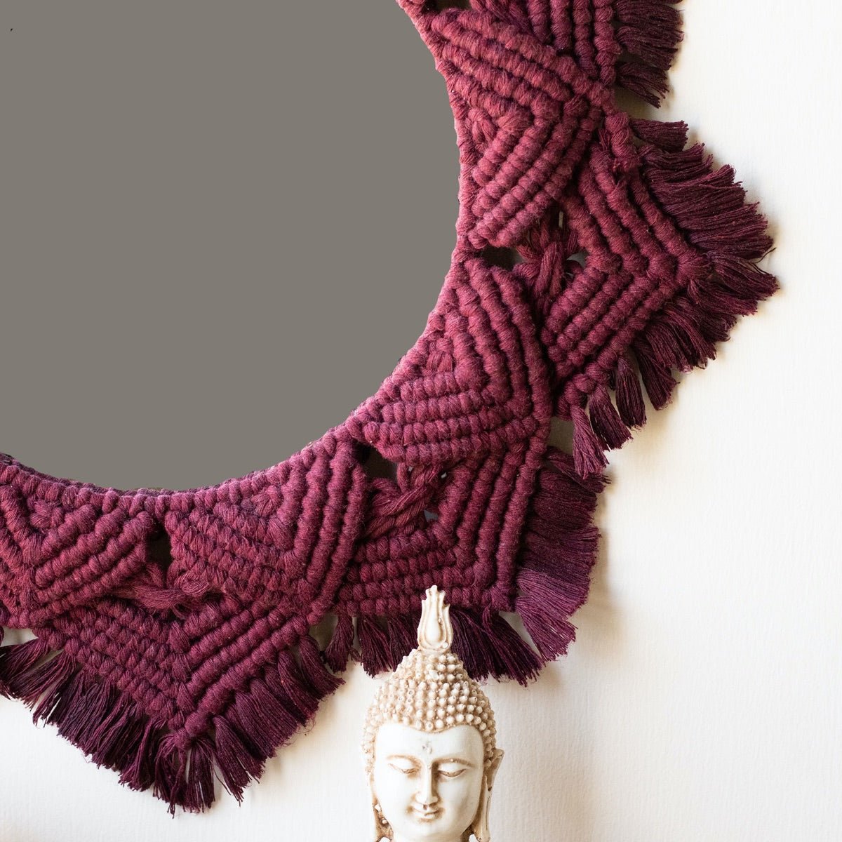 Macrame Mirror - Maroon Color | Verified Sustainable by Brown Living™