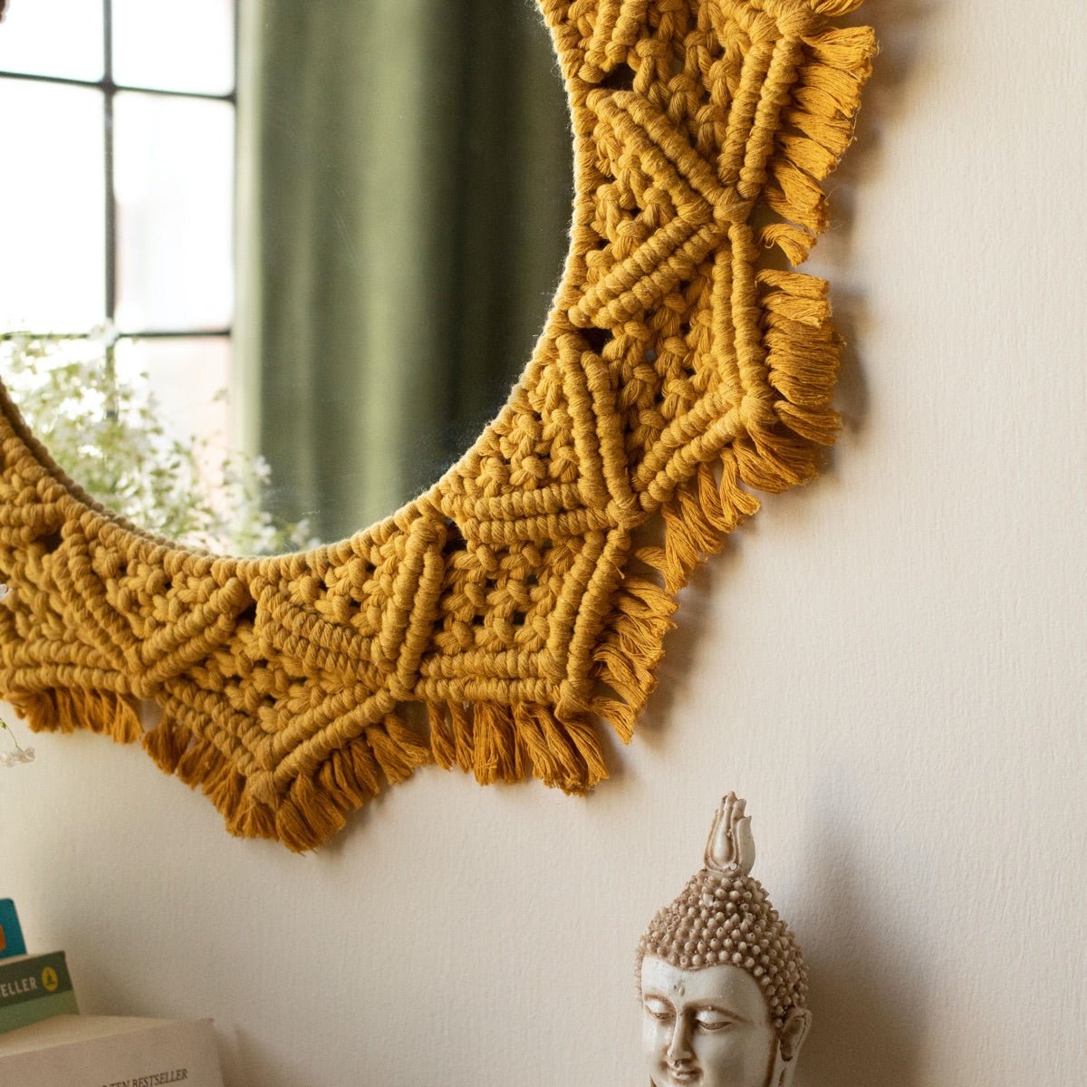 Macrame Mirror - Mustard Yellow Color | Verified Sustainable by Brown Living™