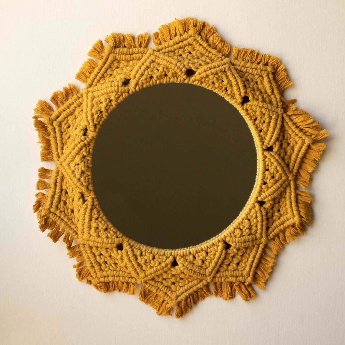 Macrame Mirror - Mustard Yellow Color | Verified Sustainable by Brown Living™