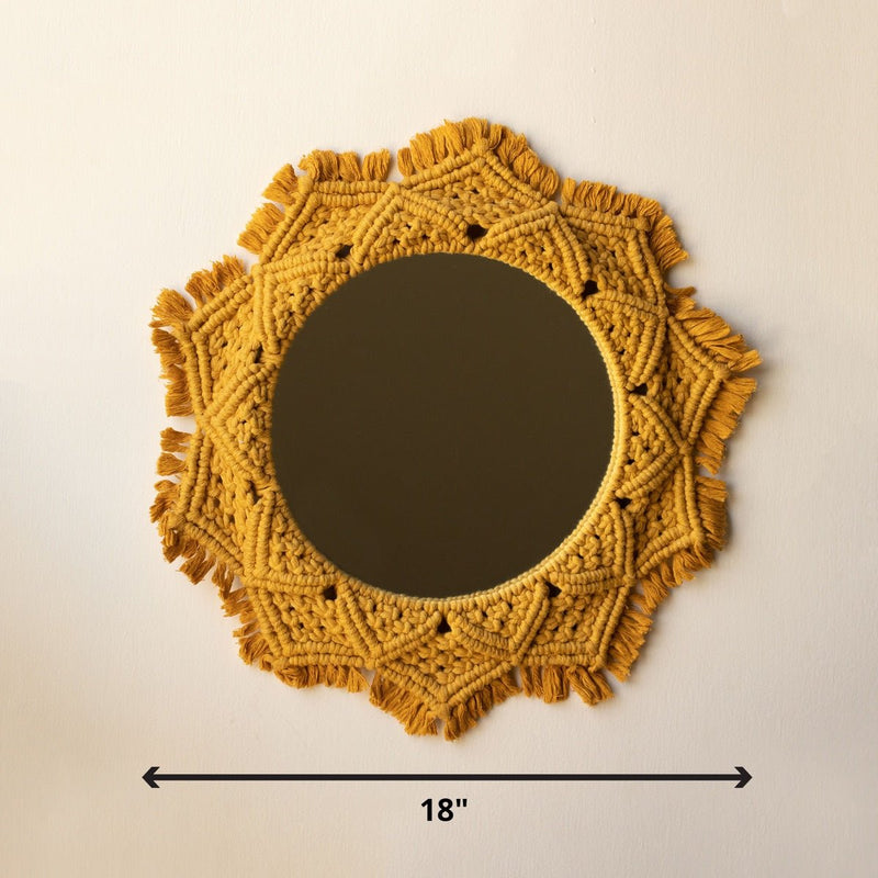 Buy Macrame Mirror - Mustard Yellow Color | Shop Verified Sustainable Products on Brown Living