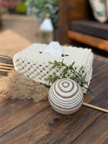 Macrame Tissue Box Cover | Verified Sustainable by Brown Living™