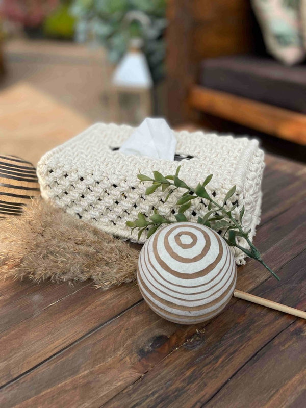Buy Macrame Tissue Box Cover | Shop Verified Sustainable Table Decor on Brown Living™