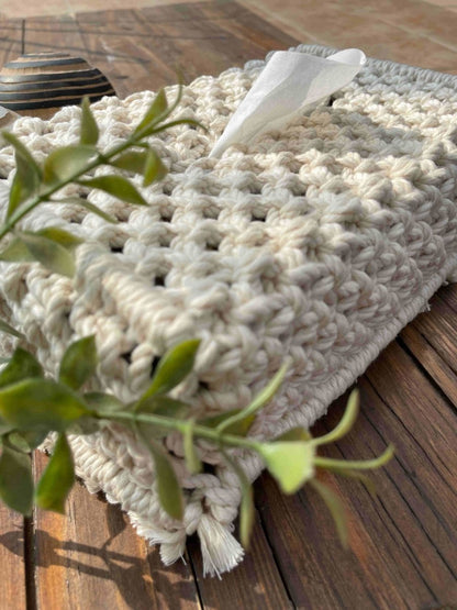 Macrame Tissue Box Cover | Verified Sustainable by Brown Living™