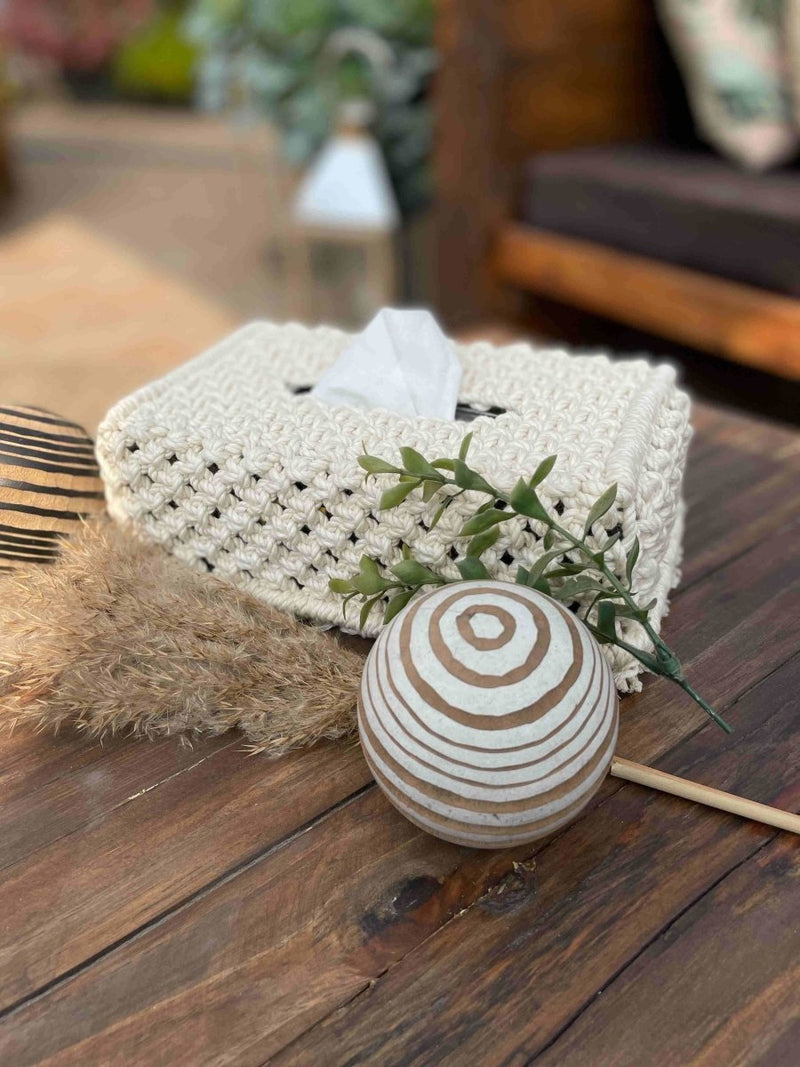 Buy Macrame Tissue Box Cover | Shop Verified Sustainable Products on Brown Living