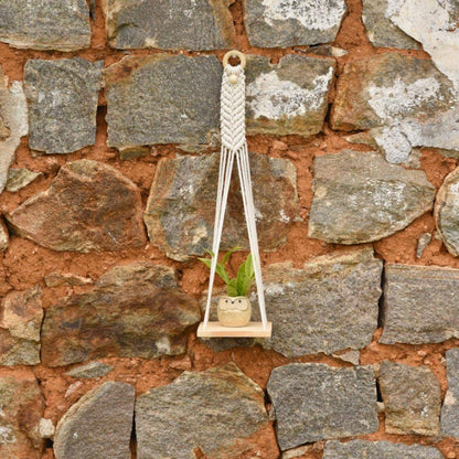 Victory Off White Macrame Wall Hanging Shelf Floating Shelf | Verified Sustainable by Brown Living™