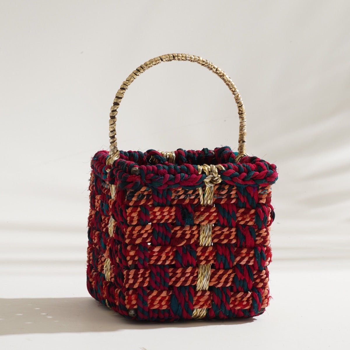 Magenta Upcycled Textile Basket | Verified Sustainable by Brown Living™