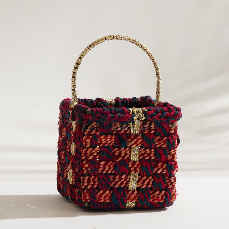 Buy Magenta Upcycled Textile Basket | Shop Verified Sustainable Baskets & Boxes on Brown Living™
