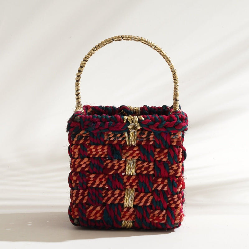 Buy Magenta Upcycled Textile Basket | Shop Verified Sustainable Baskets & Boxes on Brown Living™