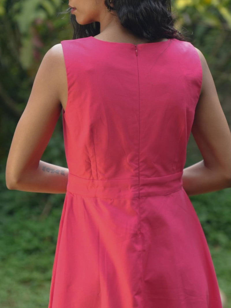 Buy Malar Midi dress | V neck pink dress | Shop Verified Sustainable Products on Brown Living