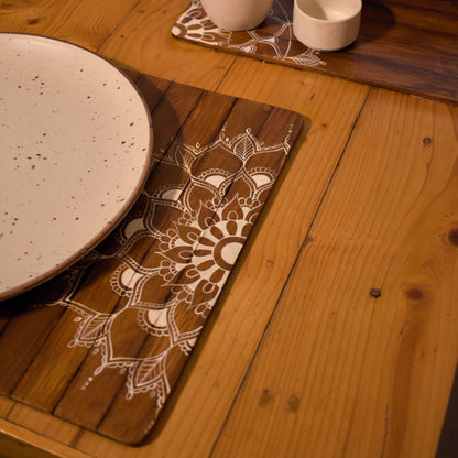 Mandala Wooden Place Mat | Walnut | Foldable | Stain - Proof | Multipurpose | Verified Sustainable by Brown Living™