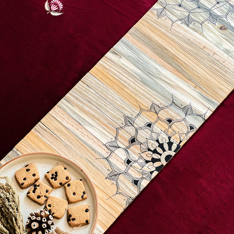 Mandala Wooden Table Runner | Foldable |Heat - Resistant | Verified Sustainable by Brown Living™