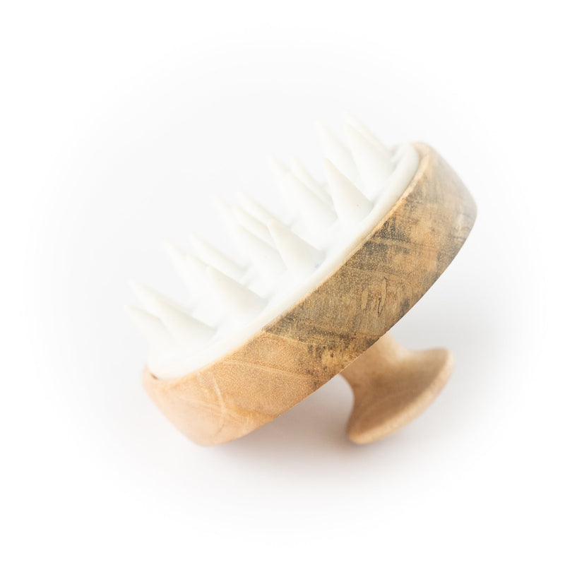 Mango Wood Shampoo Massager - Ergonomic & Deep penetrating EcoSculpt Revitalizer | Verified Sustainable Hair Brush on Brown Living™