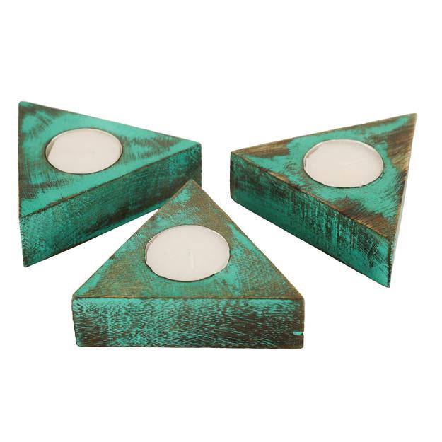 Buy Mango Wood Tea Light Candle Holder Set of 3 for Diwali | Shop Verified Sustainable Products on Brown Living