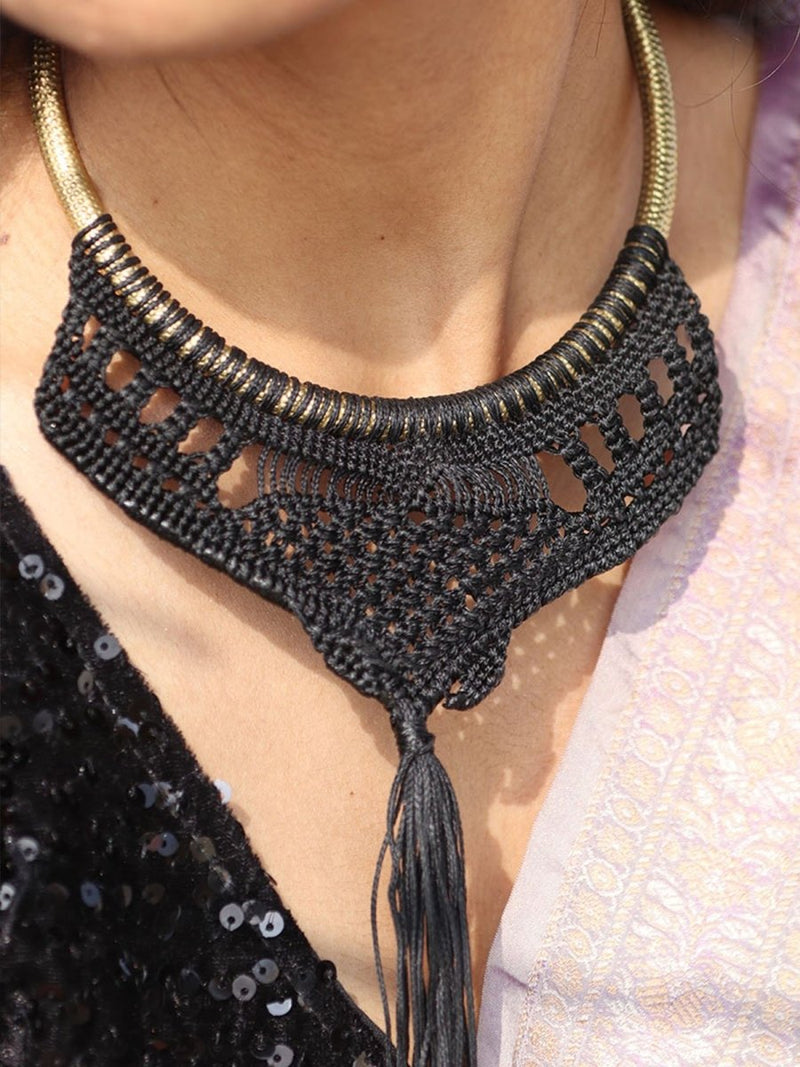 Buy Mannat Black Thread Choker | Shop Verified Sustainable Products on Brown Living