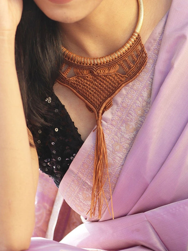 Buy Mannat Brown Thread Choker | Shop Verified Sustainable Products on Brown Living