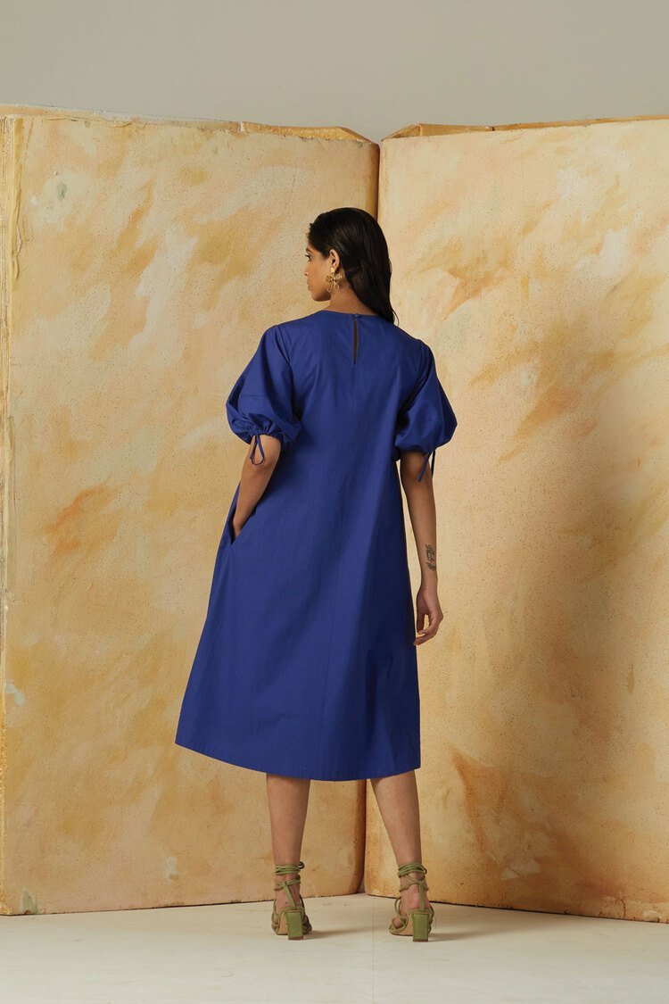 Buy Margo Blue Solid Dress | Shop Verified Sustainable Womens Dress on Brown Living™