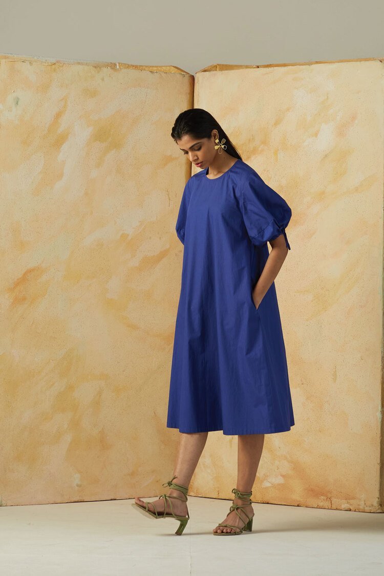 Buy Margo Blue Solid Dress | Shop Verified Sustainable Products on Brown Living