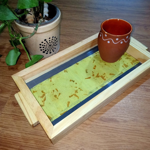 Buy Marigold Ecoprint Wooden Tray | Solid Pine Wood | Shop Verified Sustainable Products on Brown Living