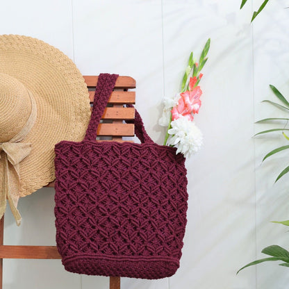 Maroon Macrame Tote Bag | Verified Sustainable by Brown Living™