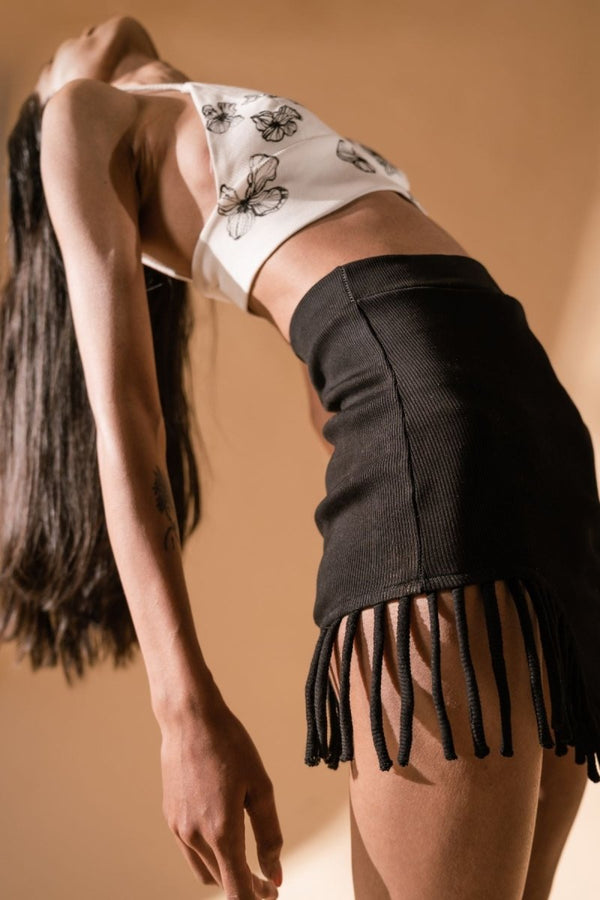 Marta Skirt - High - Waist Skirt In Cotton Knit (Black) | Verified Sustainable by Brown Living™