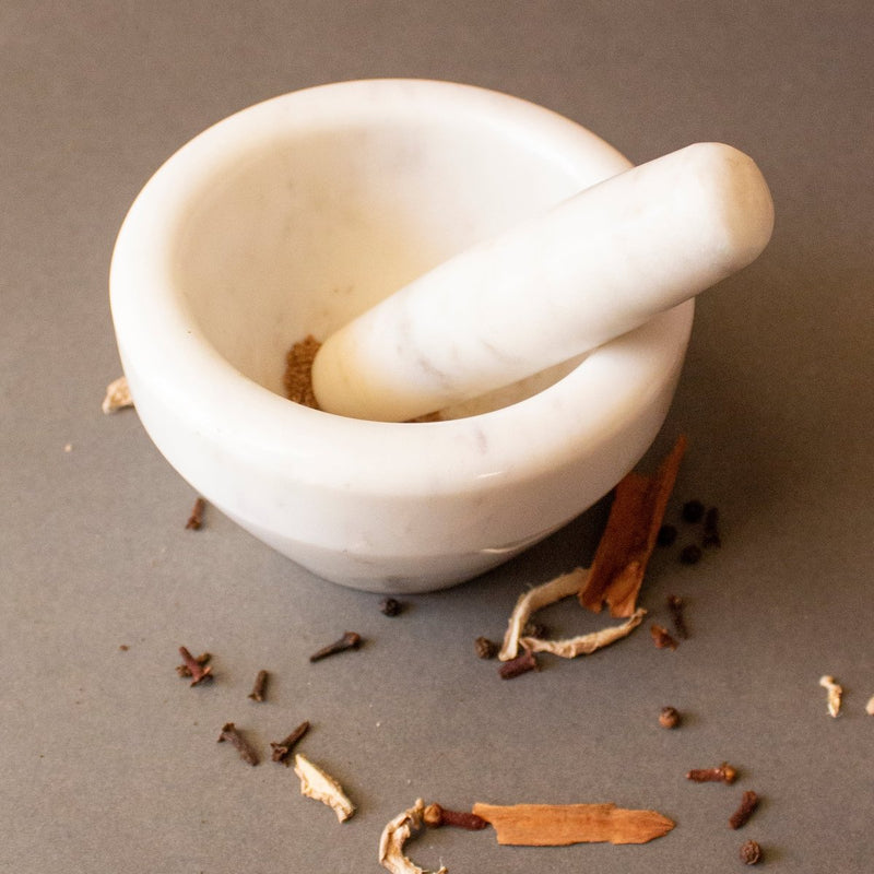 Masala Pot Marble Mortar and Pestle | Verified Sustainable by Brown Living™