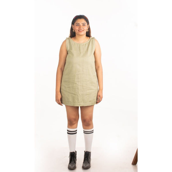 Buy Matcha Aline Khadi Denim Dress | Shop Verified Sustainable Products on Brown Living
