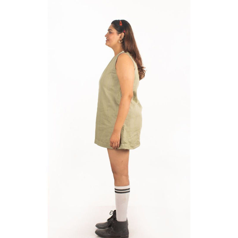Buy Matcha Aline Khadi Denim Dress | Shop Verified Sustainable Womens Dress on Brown Living™