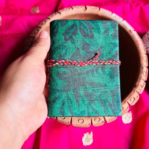 Buy Matcha Green- Upcycled Handloom Fabric-Pocket Diary | Shop Verified Sustainable Notebooks & Notepads on Brown Living™