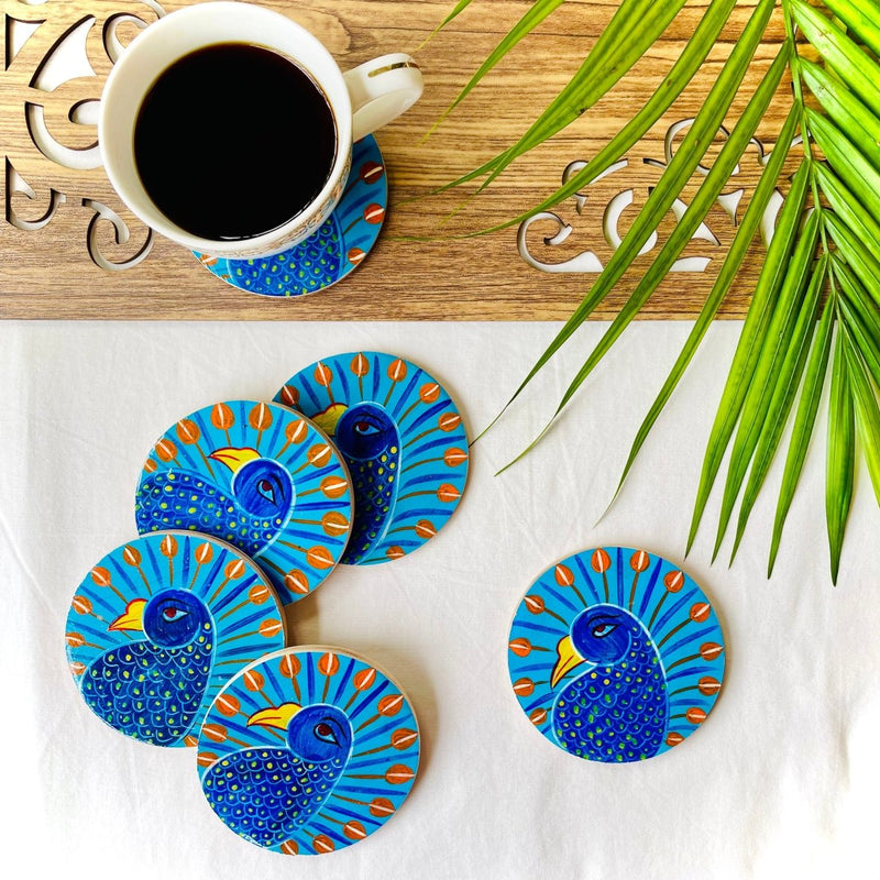 Buy Mayur - Round Wooden Coasters | Shop Verified Sustainable Table Decor on Brown Living™